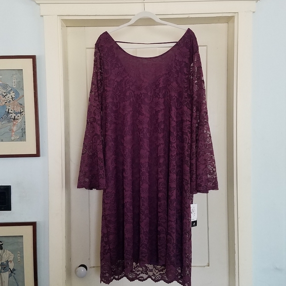 ING Plum Lace Cocktail Dress 2X NWT - Picture 2 of 9